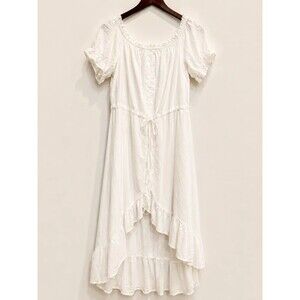 Happy Sailed Off-the-Shoulder High Low Maxi Dress White XL